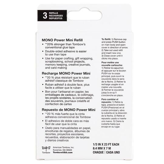 Tombow Power Mini Glue Tape Refills, 3ct.